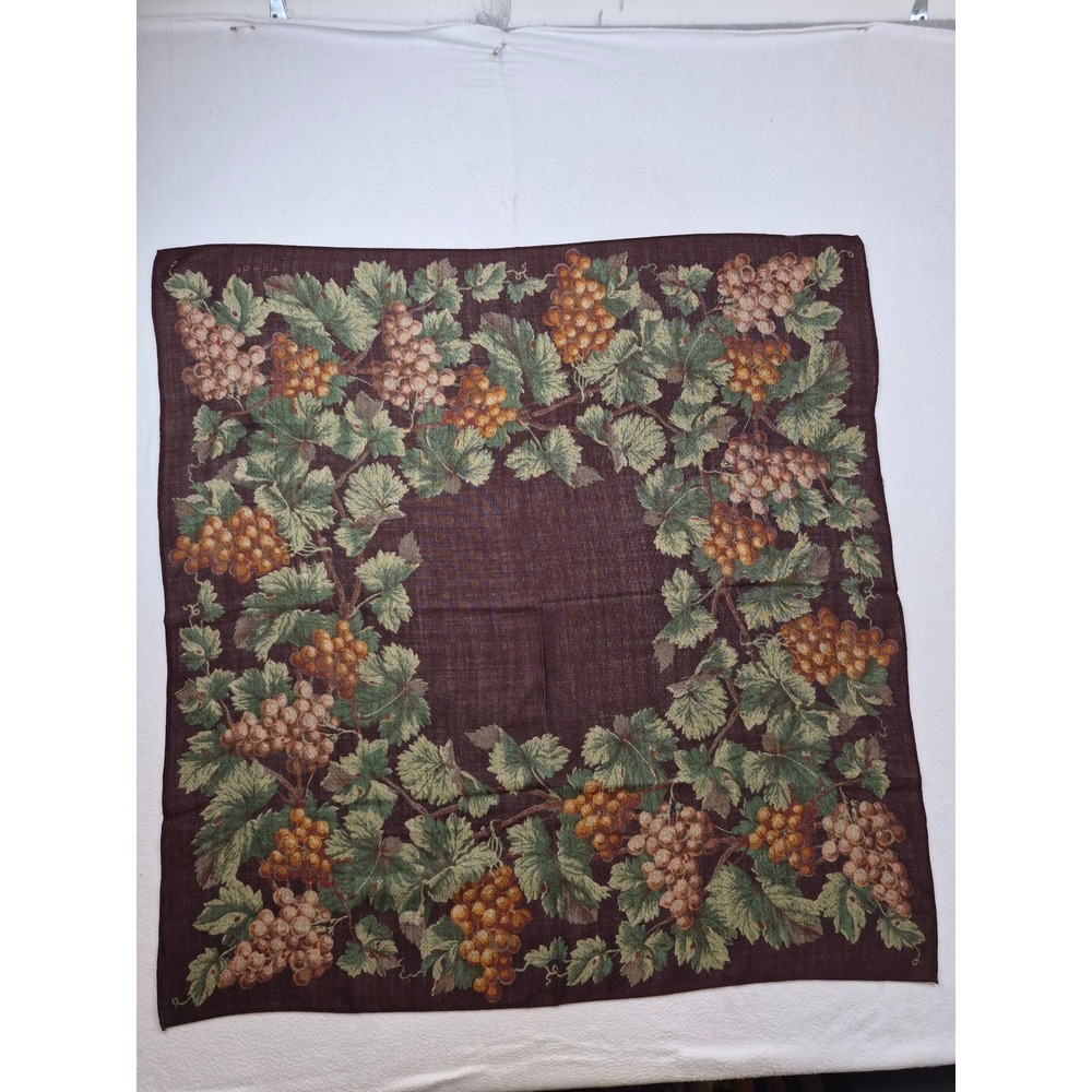 Echo 100% Wool Scarf Grape Vine Tapestry Burgundy Green Made in Japan 33x69